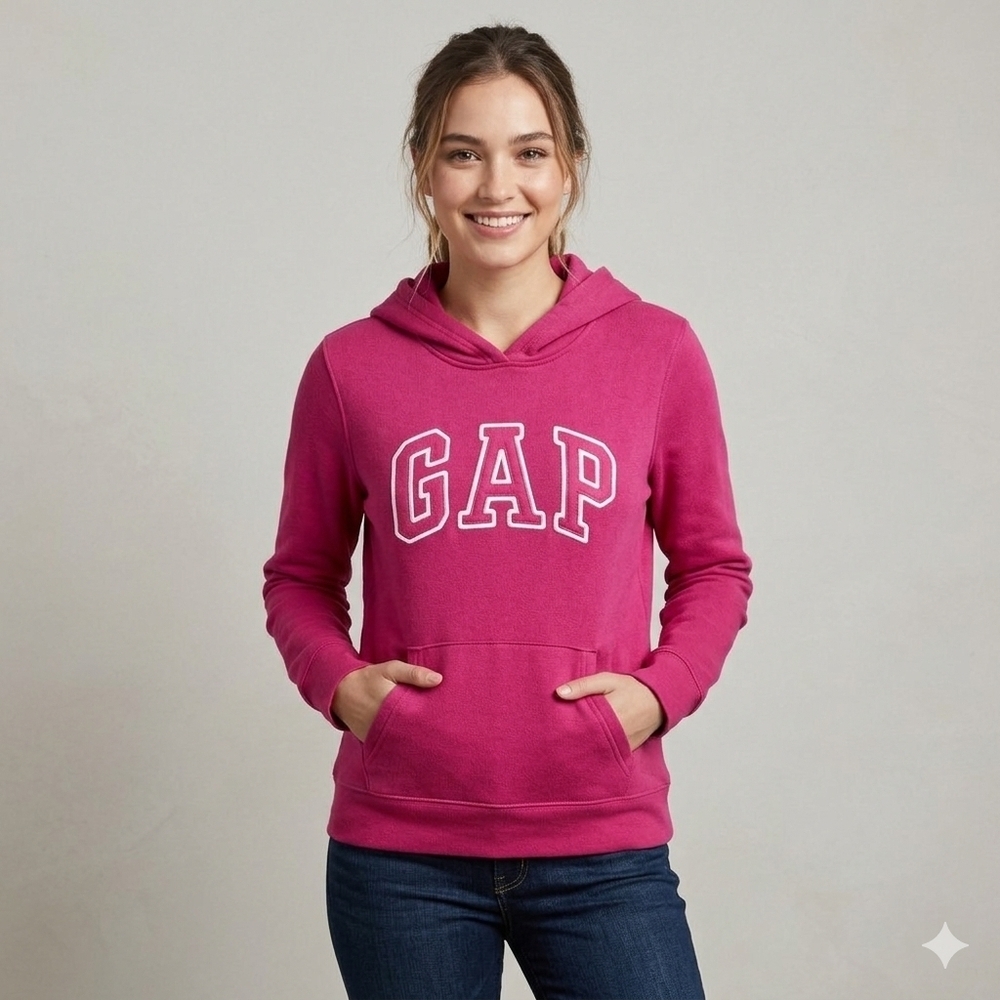 GAP Women's Pullover Hoodie In Vibrant Pink  Med